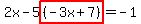 2x-5highlight%28%28-3x%2B7%29%29=-1