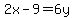2x-9+=+6y