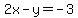 2x-y=-3