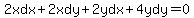 2xdx%2B2xdy%2B2ydx%2B4ydy=0