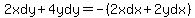 2xdy%2B4ydy=-%282xdx%2B2ydx%29