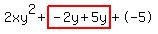 2xy%5E2%2Bhighlight%28-2y%2B5y%29%2B-5