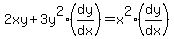 2xy+%2B+3y%5E2%2A%28dy%2Fdx%29+=+x%5E2%2A%28dy%2Fdx%29