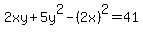2xy+%2B+5y%5E2+-+%282x%29%5E2+=+41