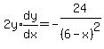 2y%2Aexpr%28dy%2Fdx%29=-24%2F%286-x%29%5E2