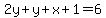 2y%2B+y+%2B+x+%2B+1=+6