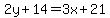 2y%2B14=3x%2B21