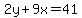 2y%2B9x=41