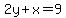 2y%2Bx=9