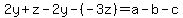 2y%2Bz-2y-%28-3z%29=a-b-c