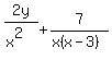 2y%2F%28x%5E2%29%2B7%2F%28x%28x-3%29%29+