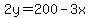 2y=200-3x