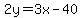 2y=3x-40