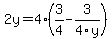2y=4%283%2F4-3%2F4y%29