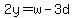 2y=w-3d