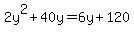 2y%5E2%2B40y=6y%2B120
