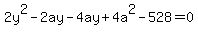 2y%5E2-2ay-4ay%2B4a%5E2-528=0