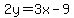 2y+=+3x-9