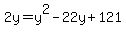 2y+=+y%5E2+-+22y+%2B+121
