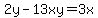 2y-13xy=3x