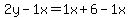 2y-1x+=+1x%2B6-1x