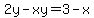 2y-xy=3-x