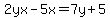 2yx-5x=7y%2B5