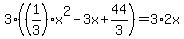 3%28%281%2F3%29x%5E2-3x%2B44%2F3%29=3%2A2x