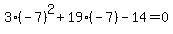 3%28-7%29%5E2%2B19%28-7%29-14=0
