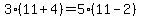 3%2811%2B4%29+=+5%2811-2%29