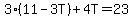 3%2811-3T%29%2B4T=23