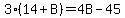 3%2814%2BB%29=4B-45
