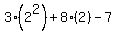 3%282%5E2%29+%2B+8%282%29+-+7