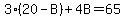 3%2820-B%29%2B4B=65