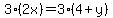 3%282x%29=3%284%2By%29