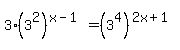 3%283%5E2%29%5E%28x-1%29=%283%5E4%29%5E%282x%2B1%29