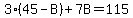 3%2845-B%29%2B7B=115