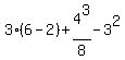 3%286-2%29+%2B+4%5E3%2F8+-+3%5E2