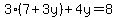 3%287%2B3y%29%2B4y=8