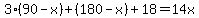 3%2890-x%29%2B%28180-x%29%2B18=14x