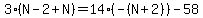 3%28N-2%2BN%29=14%28-%28N%2B2%29%29-58