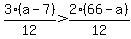 3%28a-7%29%2F12+%3E+2%2866+-a%29%2F12
