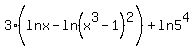 3%28lnx-ln%28x%5E3-1%29%5E2%29%2Bln5%5E4