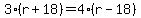 3%28r%2B18%29=4%28r-18%29