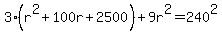 3%28r%5E2%2B100r%2B2500%29%2B9r%5E2=240%5E2