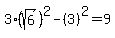 3%28sqrt%286%29%29%5E2-%283%29%5E2=9