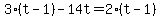 3%28t-1%29-14t=2%28t-1%29