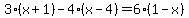 3%28x%2B1%29-4%28x-4%29=6%281-x%29