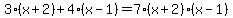 3%28x%2B2%29+%2B+4%28x-1%29+=+7%28x%2B2%29%28x-1%29