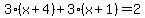 3%28x%2B4%29%2B3%28x%2B1%29=2